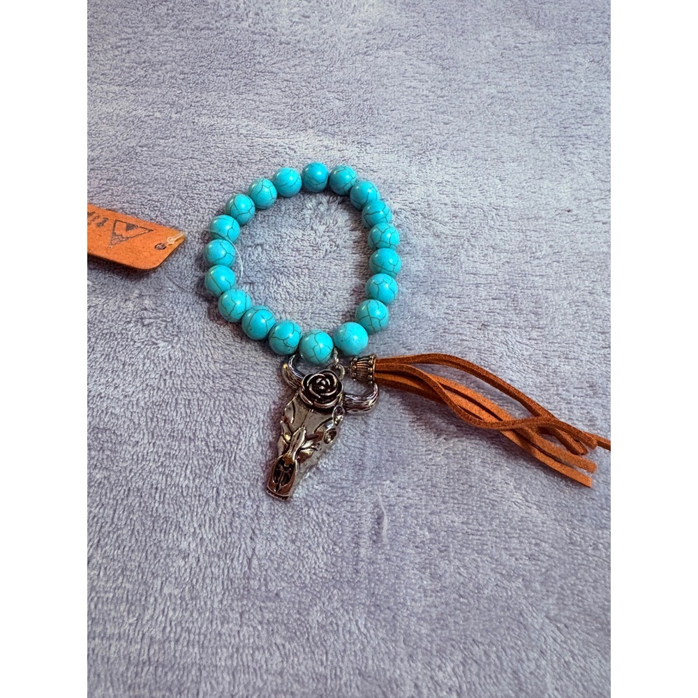 Jewelry set Turquoise western bracelet crescent moon necklace two stud earrings - Picture 2 of 16
